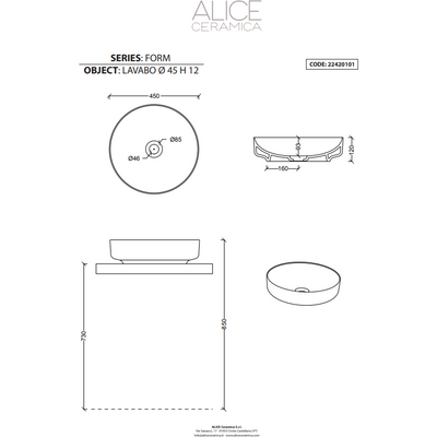 Alice lavabo FORM 45 washbasin