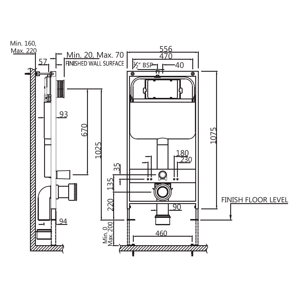 Jaquar Single Piece Slim In-Wall Cistern