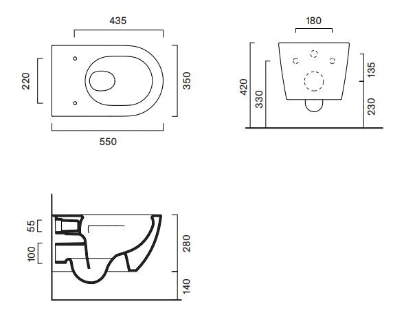 Catalano Colori Sfera NF 55 Wall Hung WC