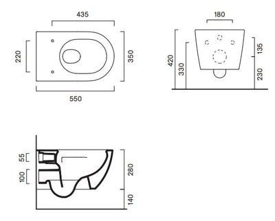 Catalano Colori Sfera NF 55 Wall Hung WC