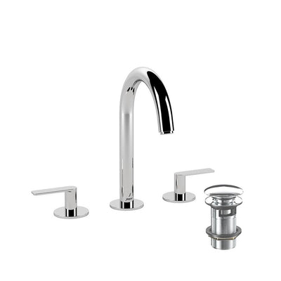 Jaquar Laguna 3 Hole Basin Mixer With Pipe Spout & Click Clack Waste