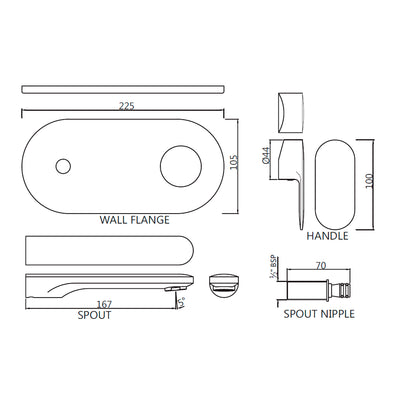 Jaquar Opal Prime 2 Hole Wall Mounted Basin Mixer