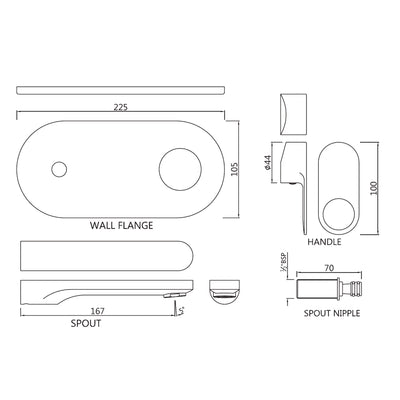 Jaquar Ornamix Prime 2 Hole Wall Mounted Basin Mixer