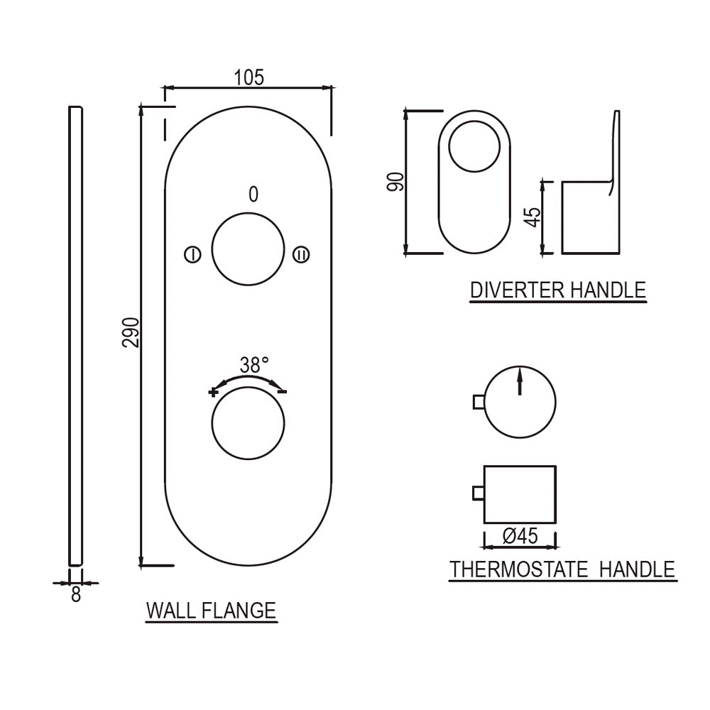 Jaquar Ornamix Prime Aquamax Outlet Thermostatic Shower Mixer Trim Kit