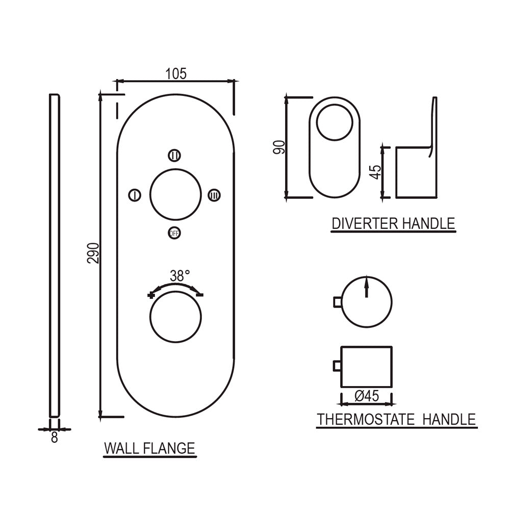 Jaquar Ornamix Prime Aquamax Outlet Thermostatic Shower Mixer Trim Kit