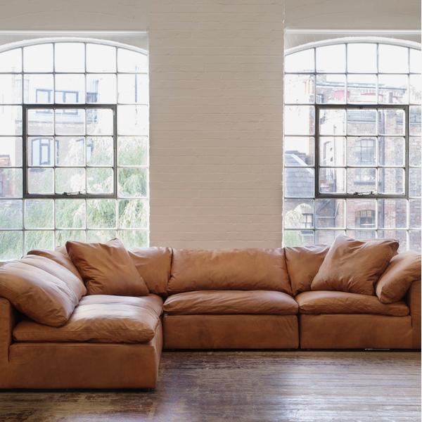 Truman Sectional Sofa Large Tan Leather