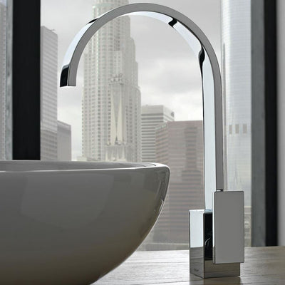 Graff Sade, Deck Mounted Single Lever Basin Mixer 267 mm. Available in Polished Chrome and Satin Nickel. Also available in 352 mm Height.