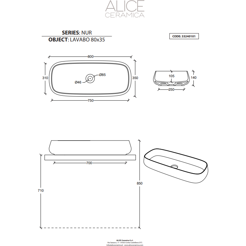 Alice Lavabo Nur Washbasin