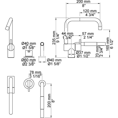 Vola KV1-500T1 Basin Mixer and Hand Shower-15772