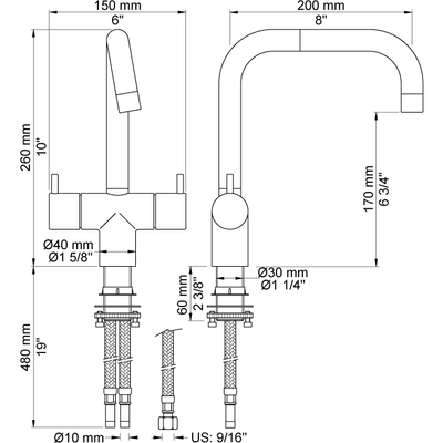 Vola KV6 Two Handle Basin Mixer -15807