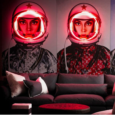 Andrew Martin, 'Space Girl Neon' Artwork in Red-16453