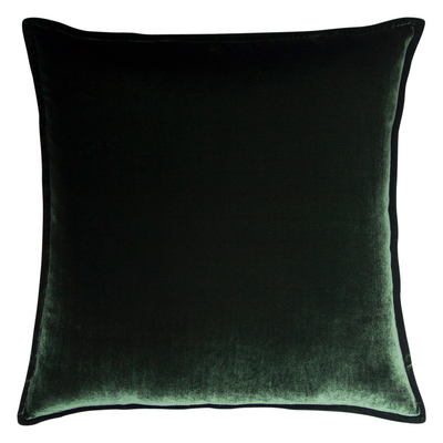 Silk Velvet and Linen Flange Cushion green