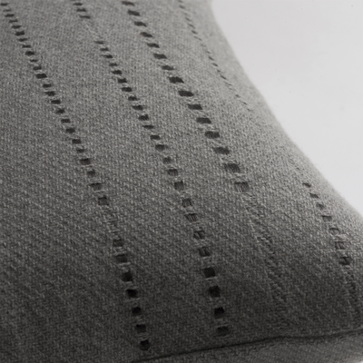 Dark Grey cashmere wool twill cushion with vertical detail