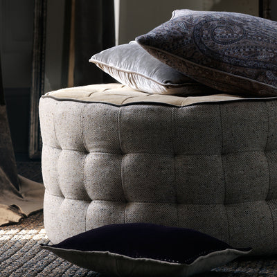 Pouffe upholstered in Huckleberry Fog HUC10