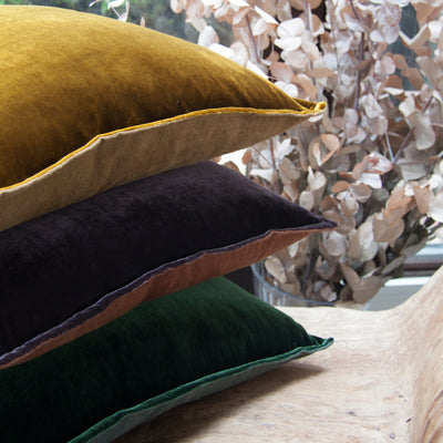 De Le Cuona, Silk Velvet and Linen Flange Cushion-13389