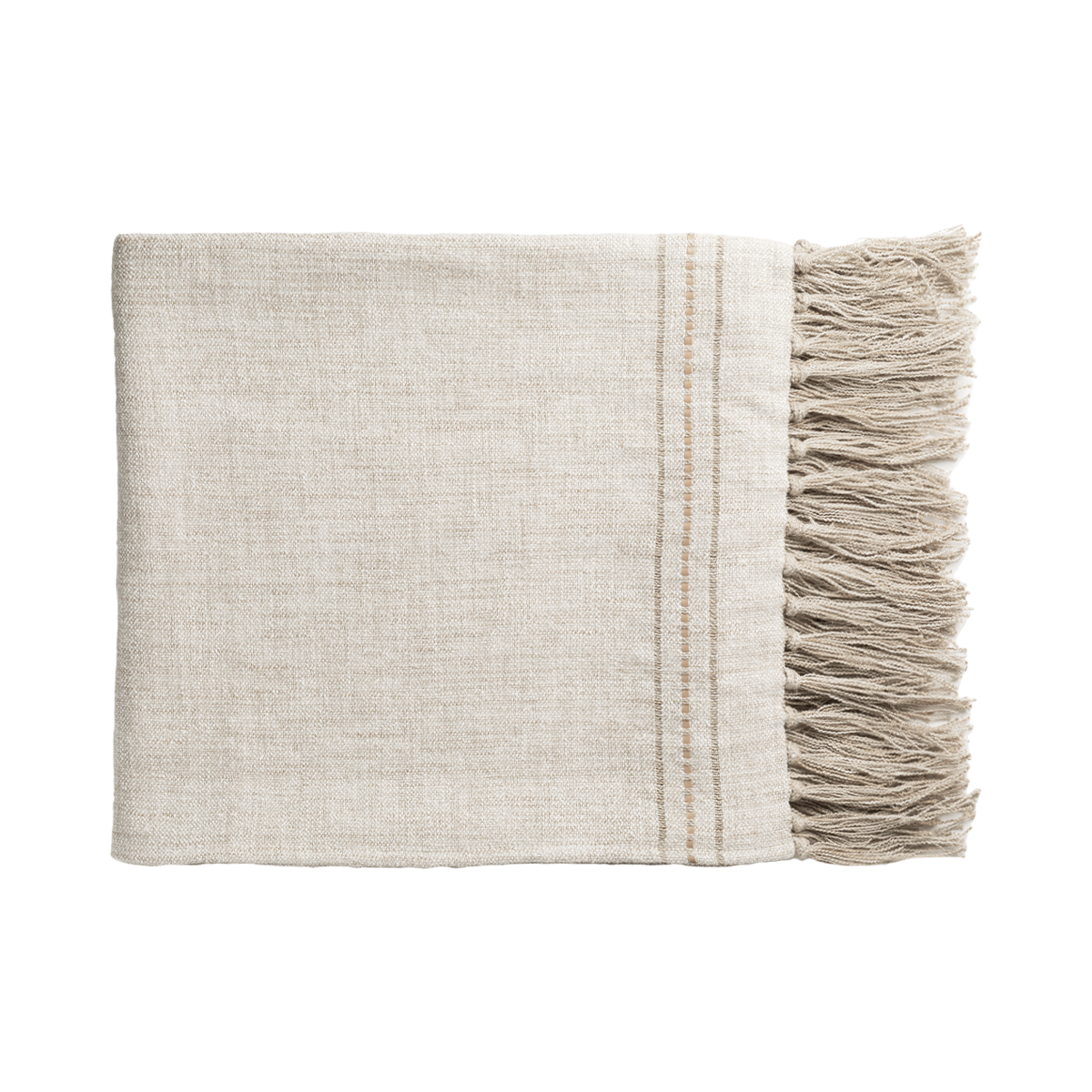De Le Cuona Hoxton Throw with Fringe and Leather detail