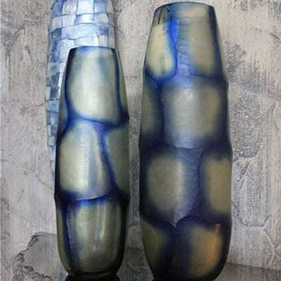 Blue and Green Stone Cut Vase-0
