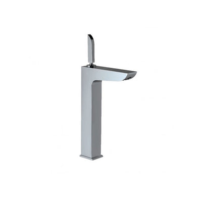 Joystick High Neck Basin Mixer (100 mm Extension Body) without Popup Waste, with 600 mm Long Braided Hoses
