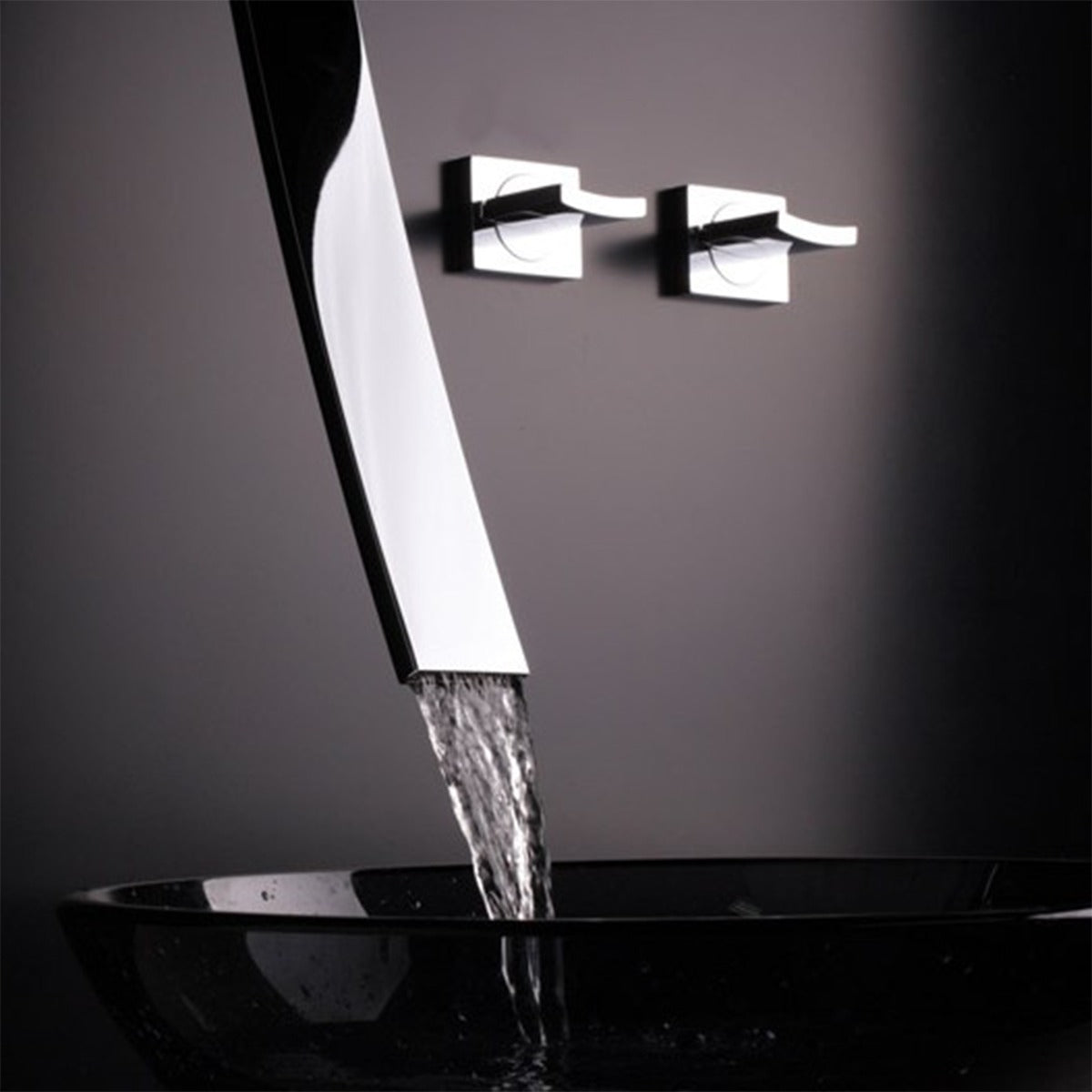 Graff Luna Wall Mounted Washbasin Spout with Concealed Basin Valves, Available in Polished Chrome and Satin Nickel. Please see order options.