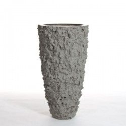 Large Light Grey Lava Stone Vase-0