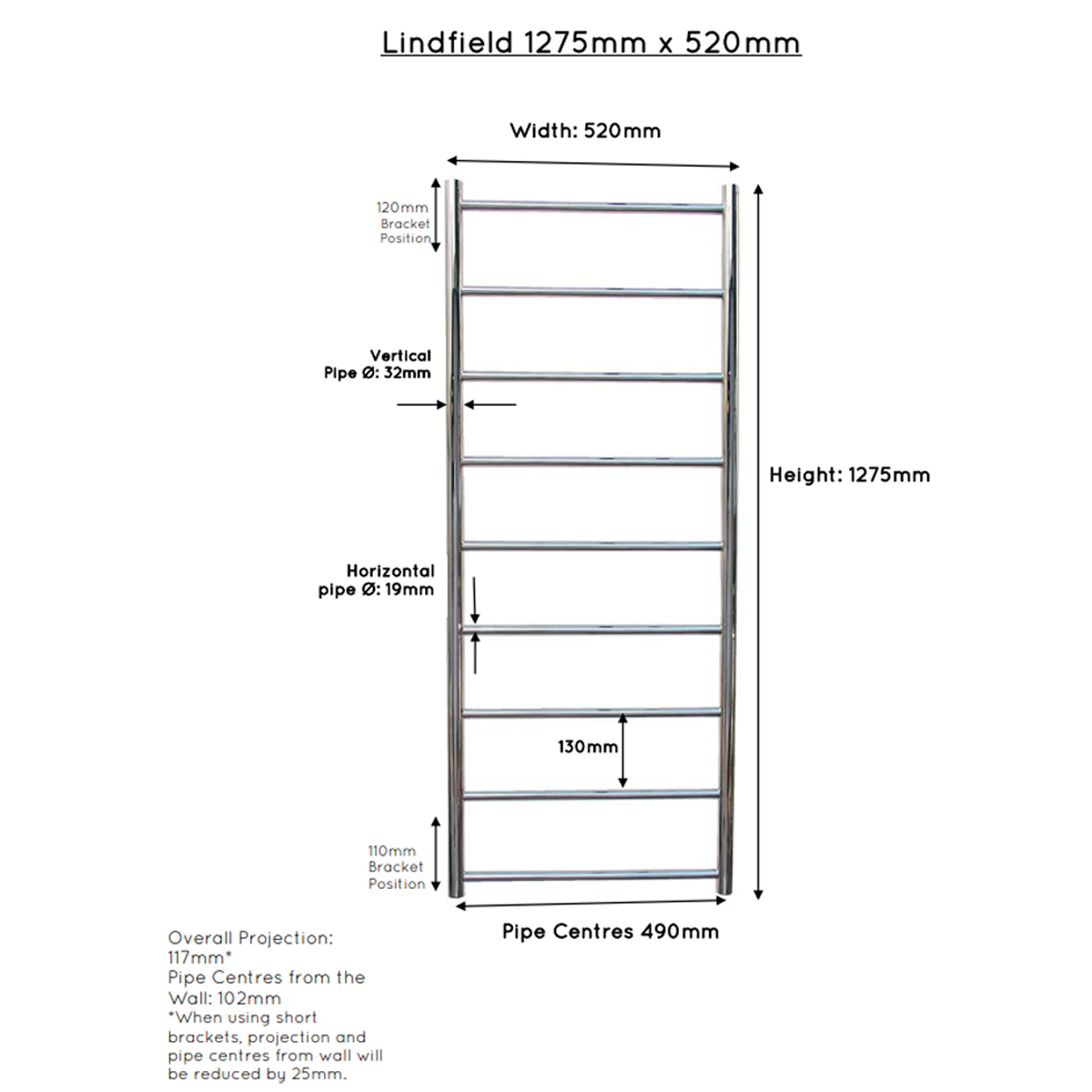 JIS Black Edition Lindfield and Ardingly Heated Towel Rail