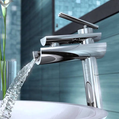 Single Lever High Neck Basin Mixer without Popup Waste, with 600 mm Long Braided Hoses