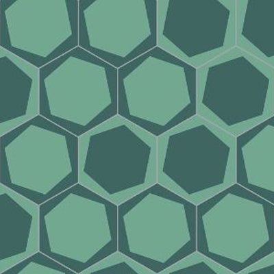 Bisazza by Paola Navone On / Off Teal Hexagonal Italian Cementiles-10253