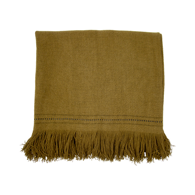 De Le Cuona Fox Throw with Fringe and Leather detail
