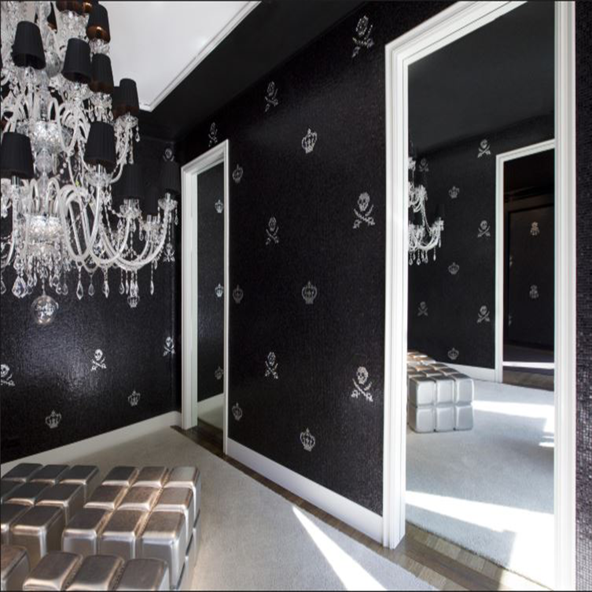 Bisazza Decorations 'Skulls & Crowns Black' Italian Glass Mosaic Tiles-0